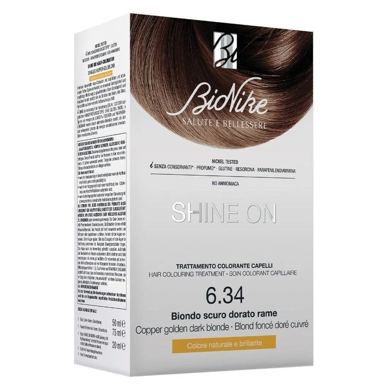 Bionike Shine On Trattamento Colorante Capelli 6.34 Biondo Scuro Dorato Rame — Tinta Capelli