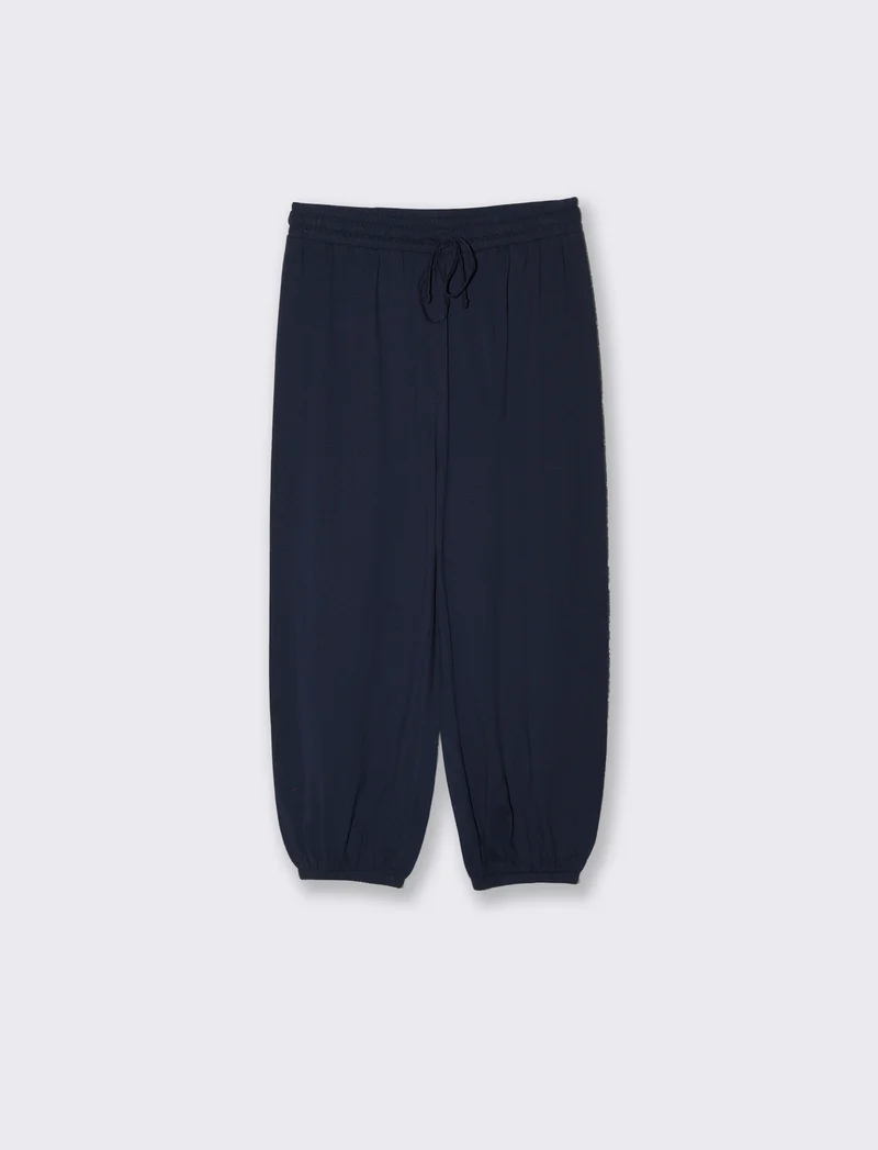 Pinocchietto in cotone con elastico vita - Blu