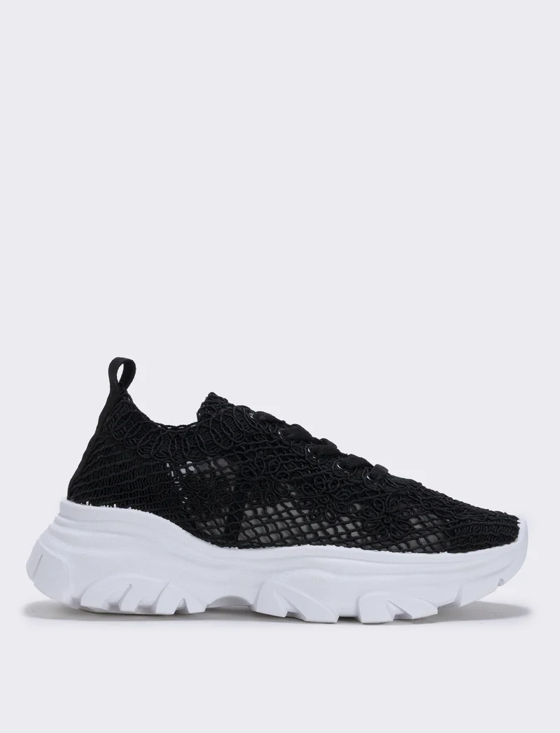 Sneakers effetto macramè colorate - Nero