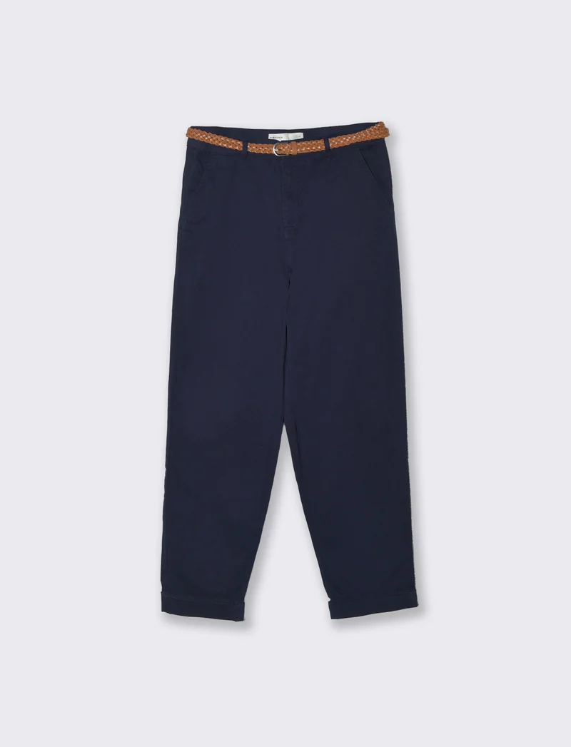 Pantalone con cintura e risvolto elegante - Blu