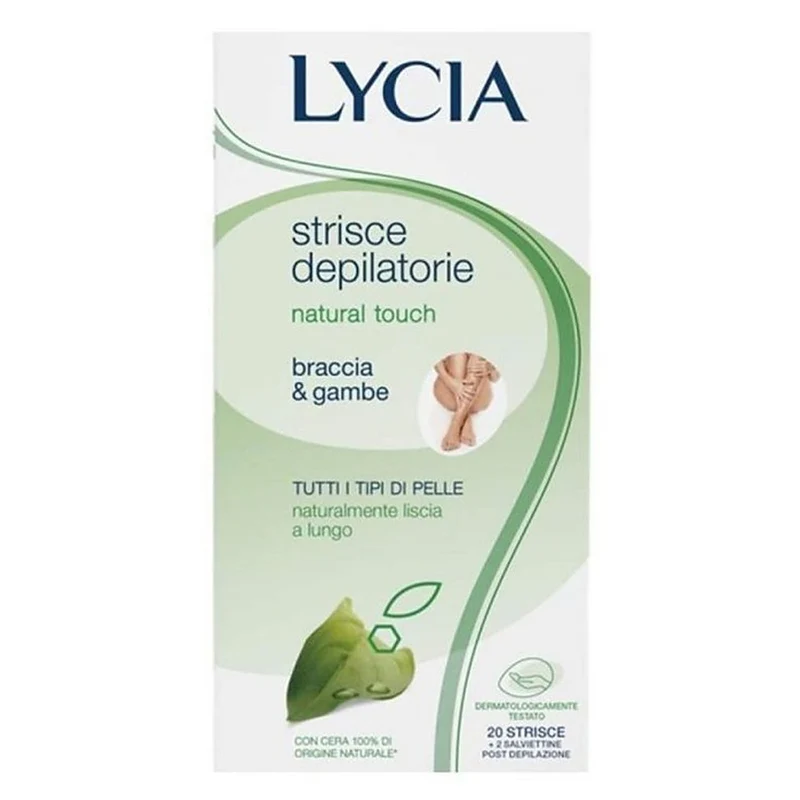 Lycia Natural Touch Strisce Depilatorie Tutti I Tipi Di Pelle Braccia & Gambe 20 Strisce — Strisce depilatorie