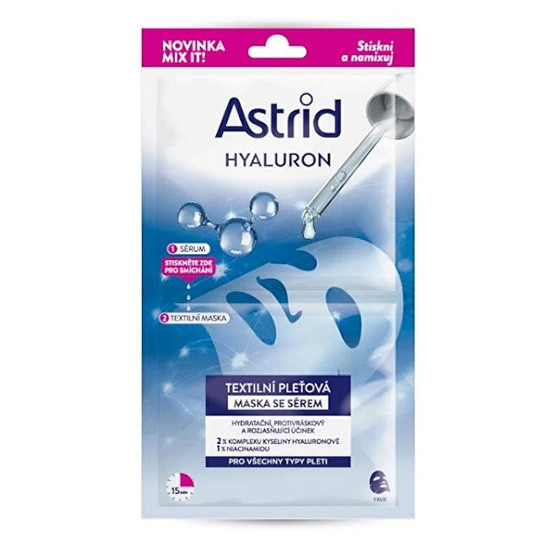 Astrid Maschera viso Textile con siero Hyaluron per tutti i tipi di pelle 1 pz. — Maschera viso