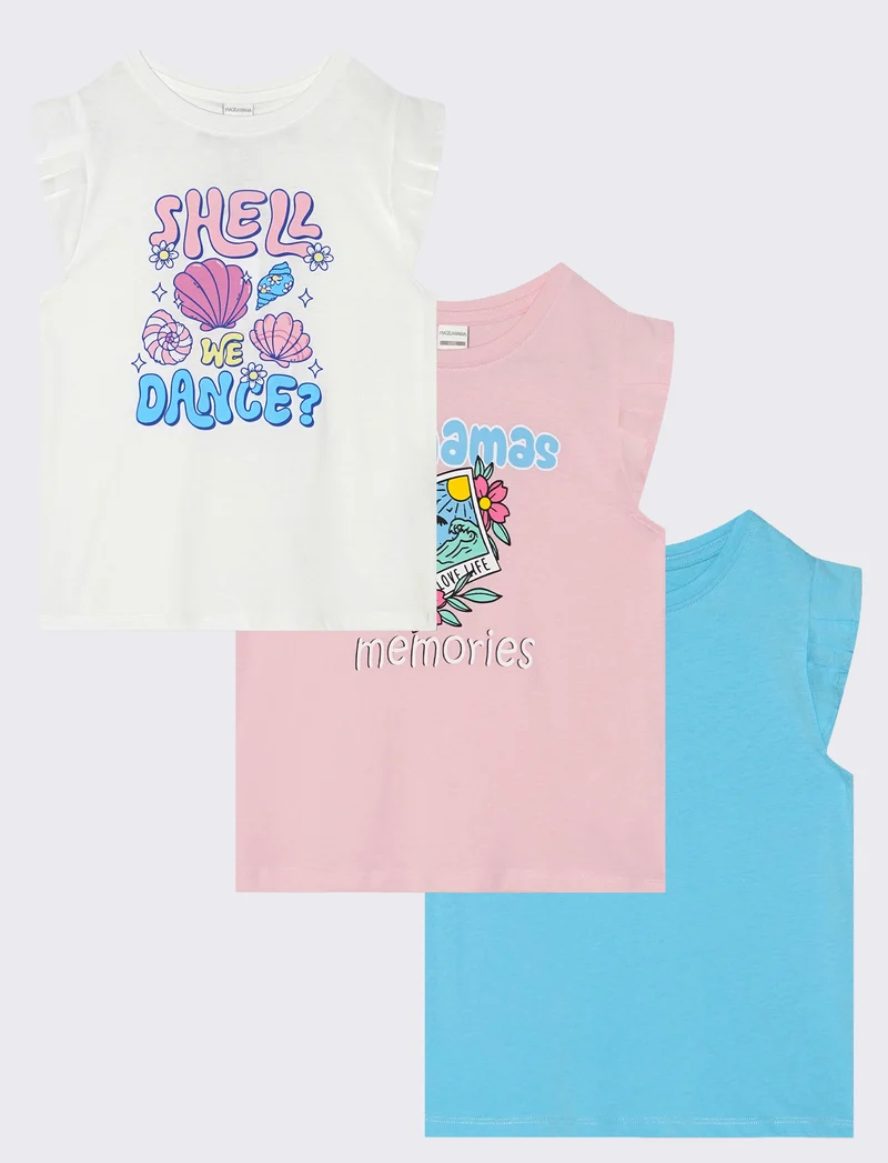T-shirt mezza manica 3pack bambina - Rosa