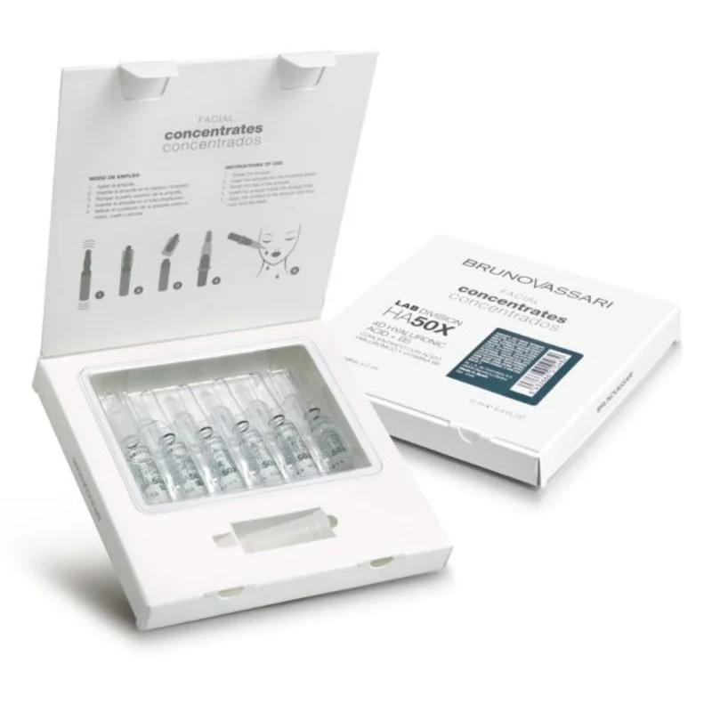 Bruno Vassari Set HA50X Acido Ialuronico Idro-Nutriente Siero Trattamento Fiale 6 pezzi 2 ml — Fiale viso