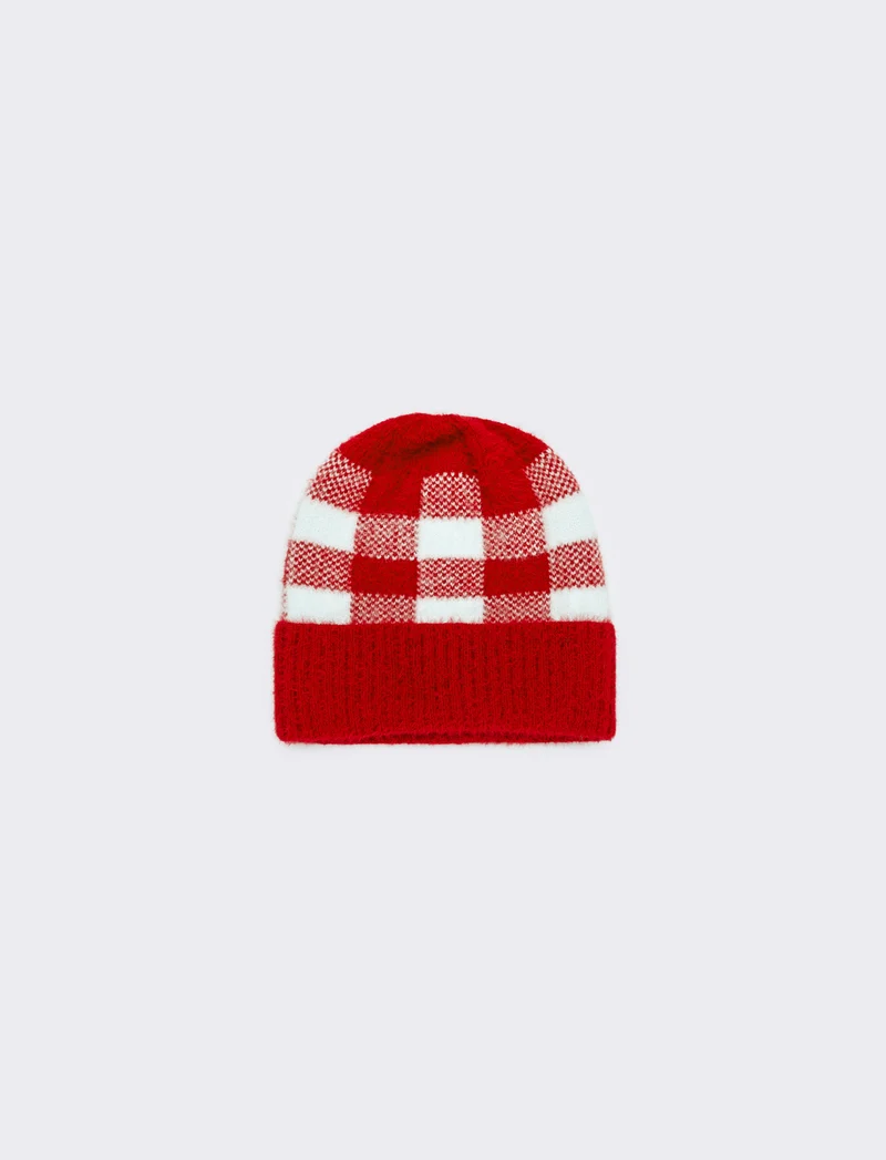 Cappello quadri con risvolto bambino - Arancio