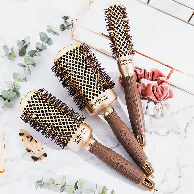 Olivia Garden Spazzola piatta ceramica ioni NanoThermic 84 mm — Spazzola capelli