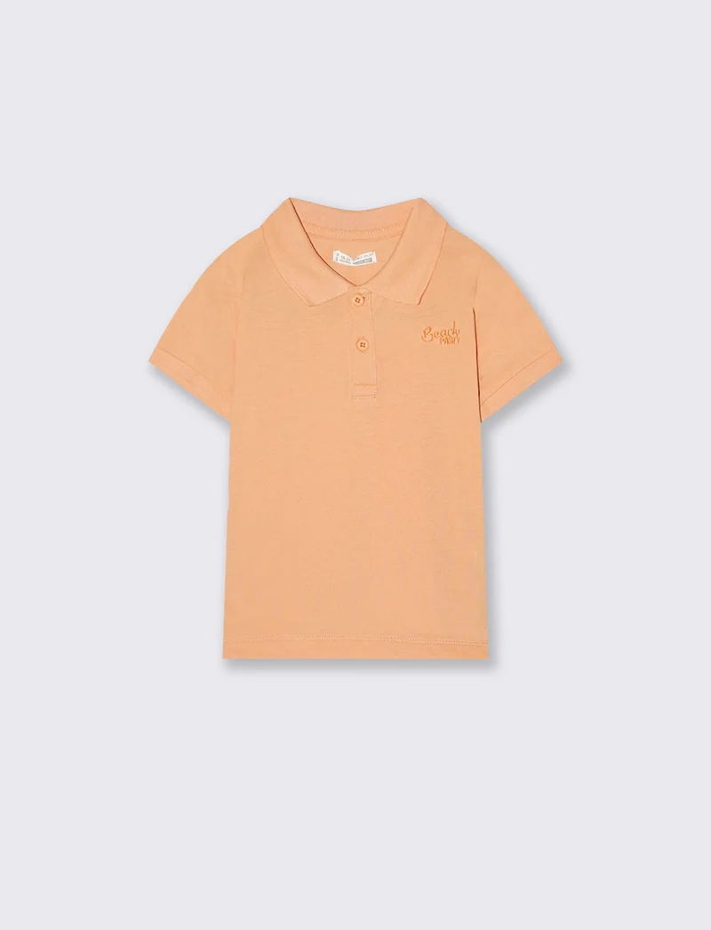 Polo in piquet con ricamo sul cuore - Pesca