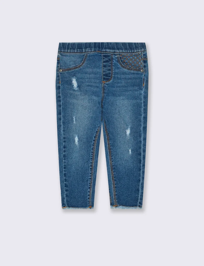 Jeans skinny con elastico e rotture - Denim