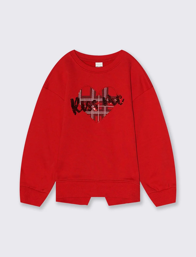 Felpa da bambina patch - Rosso