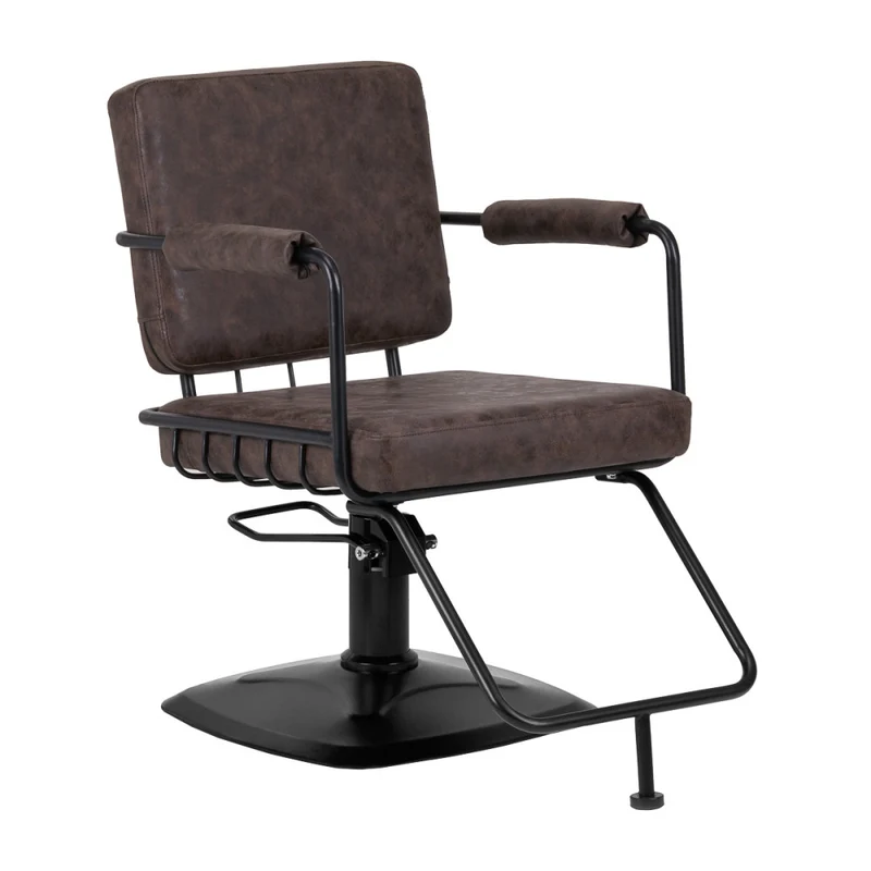 Gabbiano Poltrona da parrucchiere Katania Loft Old Leather Marrone scuro — Sedia da parrucchiere