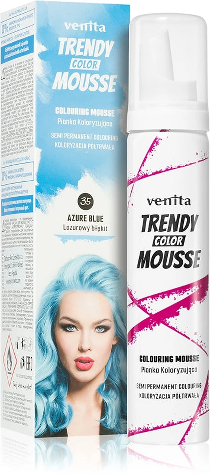 Venita Trendy Color Mousse No. 35 Azure Blue 75 ml — Colorante temporaneo