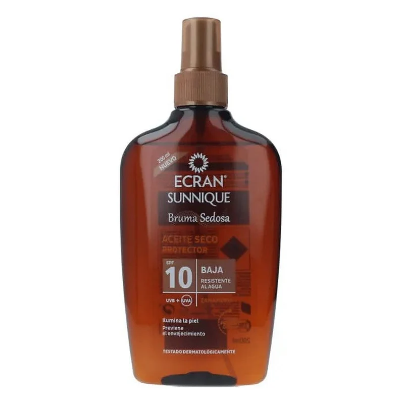 Ecran Sunnique Olio Secco Protettivo Silky SPF10 200ml — Olio solare spray