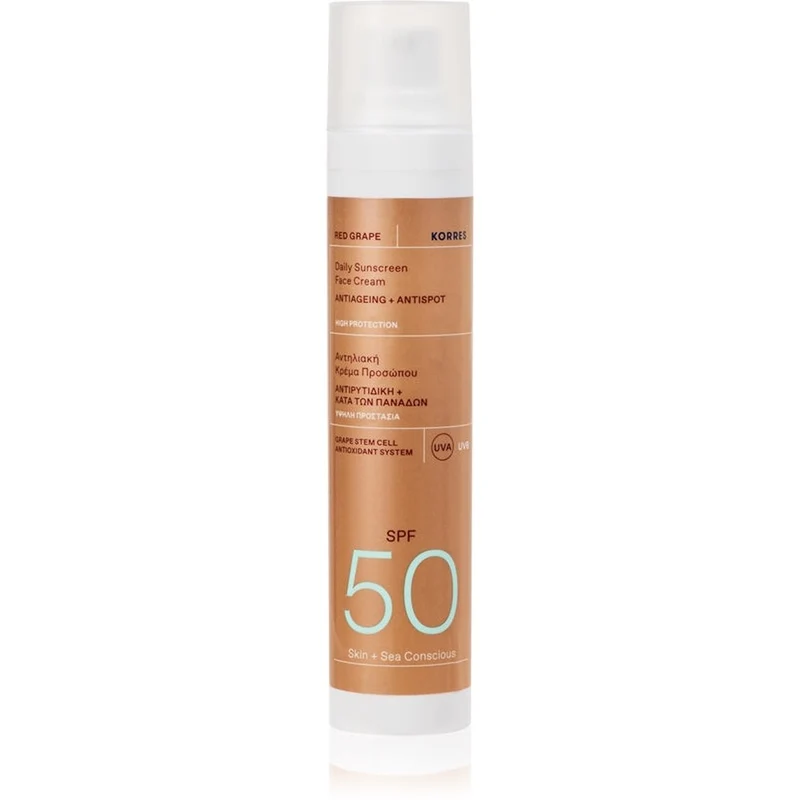 Korres Red Grape crema abbronzante protettiva viso SPF 50 50 ml — Solare