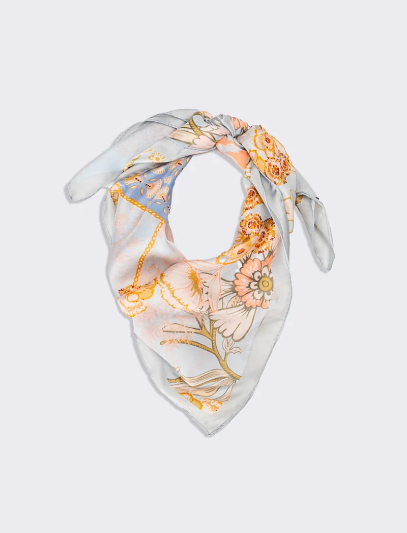 Foulard donna fantasie assortite fiori 70x70cm - Denim