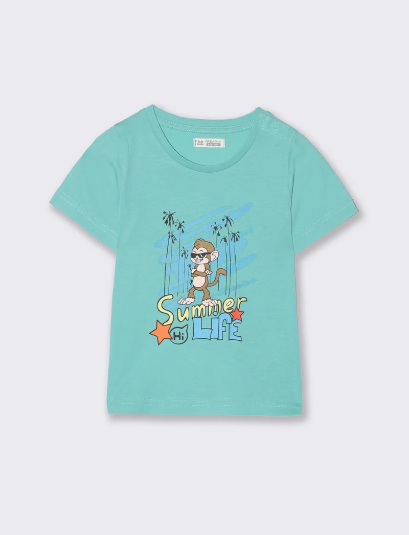 T shirt con stampa da neonato - Verde acqua
