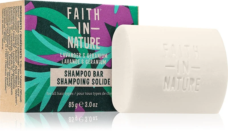 Faith in Nature Lavanda e Geranio Shampoo Solido Organico 85 g — Shampoo Solido