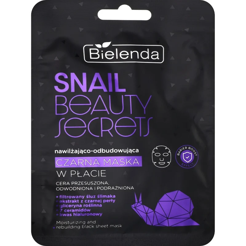 Bielenda Snail Beauty Secrets Maschera viso idratante in tessuto per pelli secche e irritate — Maschera viso in tessuto