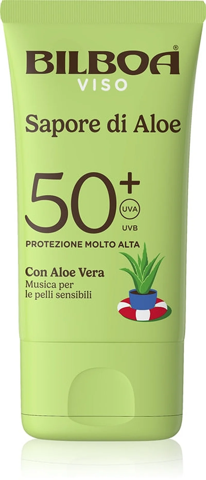 Bilboa Sapore di Aloe Viso Crema abbronzante con aloe vera SPF 50+ 40 ml — Crema solare