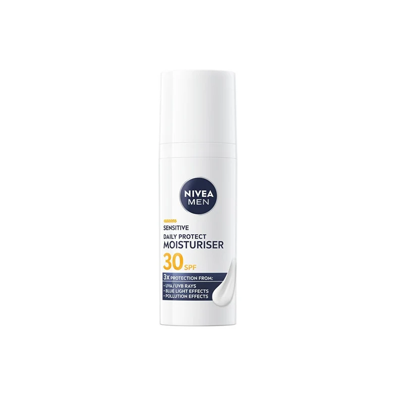 Nivea Crema Giorno Idratante Uomo SPF 30 Men Sensitive Daily Protect 50 ml — Crema solare