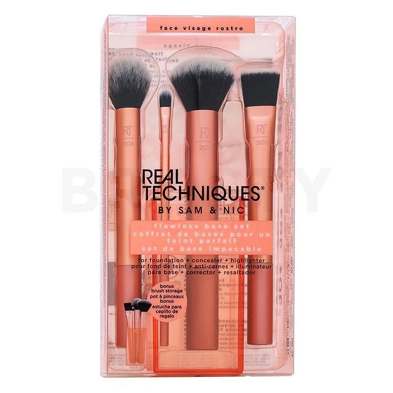 Real Techniques Set Base impeccabile Pennello blush 205 + Pennello correttore 201 — Set pennelli makeup