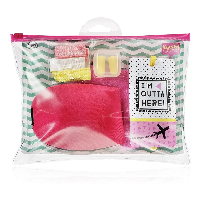 Beauty junky Kit Essential Set elastico capelli 3 pezzi + tappi + etichetta — Kit da viaggio