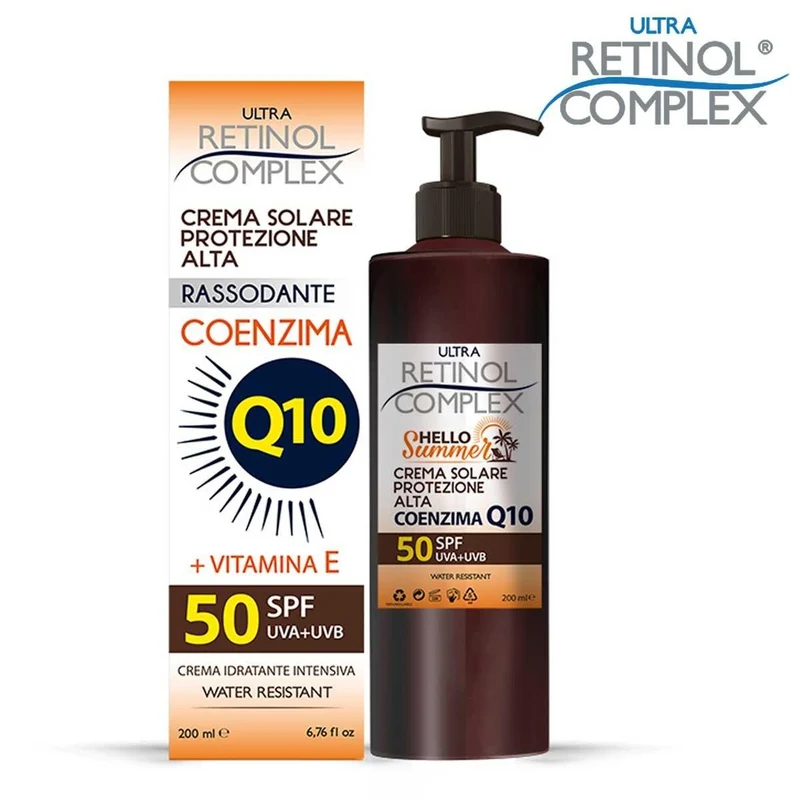 Retinol complex Hello Summer Crema solare SPF 50 coenzima Q10 200 ml — Crema solare