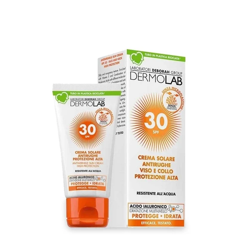 Dermolab Crema sol. antirughe viso collo protezione alta SPF 30 50 ml — Crema solare