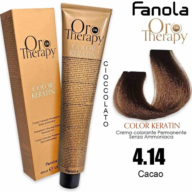 Fanola Oro Therapy Color Keratin Oro Puro 4,14 100 ml — Tinta per capelli