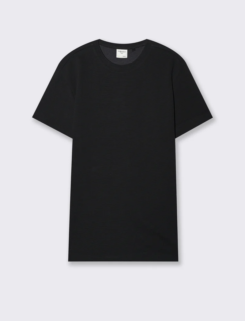 T-shirt struttura ottoman da uomo - Nero