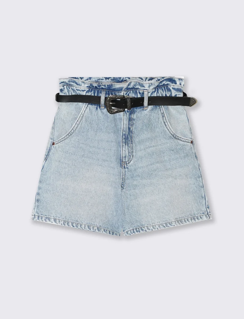Short con cintura da donna - Denim chiaro