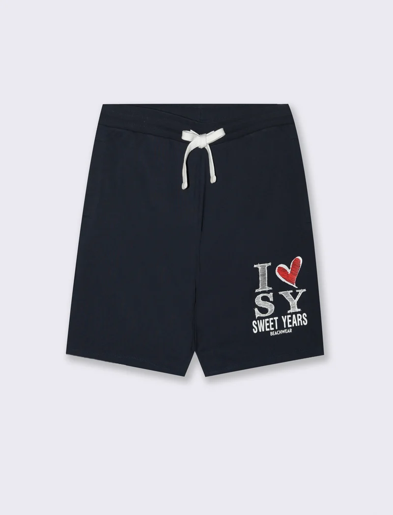 Bermuda in felpa con stampa sweet years da uomo - Blu