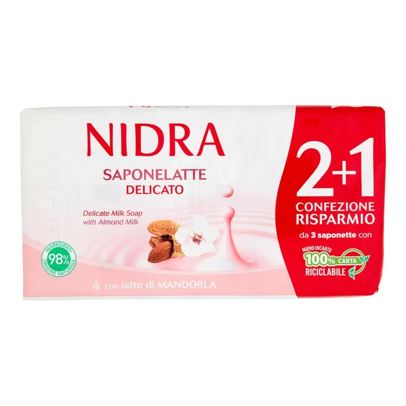 Nidra Saponelatte Delicato Con Latte Di Mandorla 2 E 1 pezzi 90 gr — Sapone