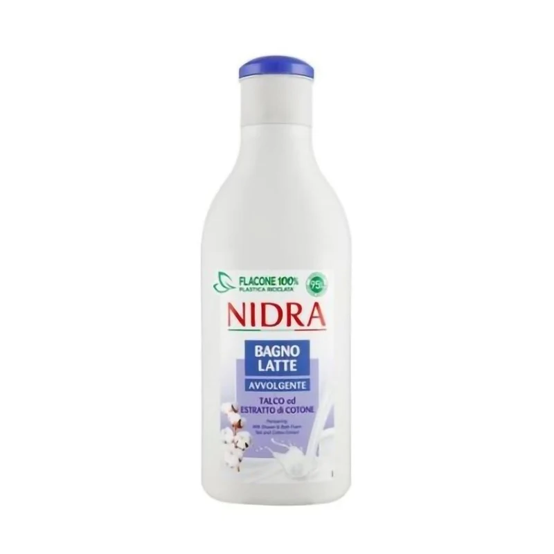 Nidra Bagno Latte Avvolgente Talco Ed Estratto Di Cotone 750 ml — Bagno latte