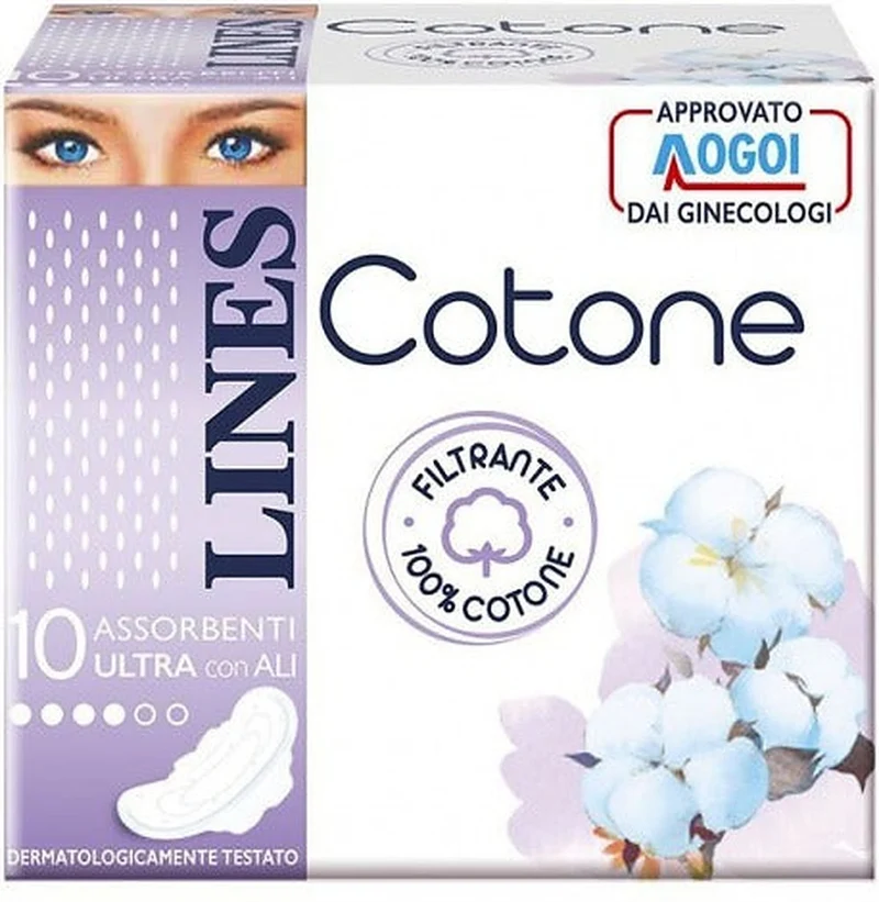 Lines Cotone Ultra Con Ali 10 pezzi — Assorbente igienico