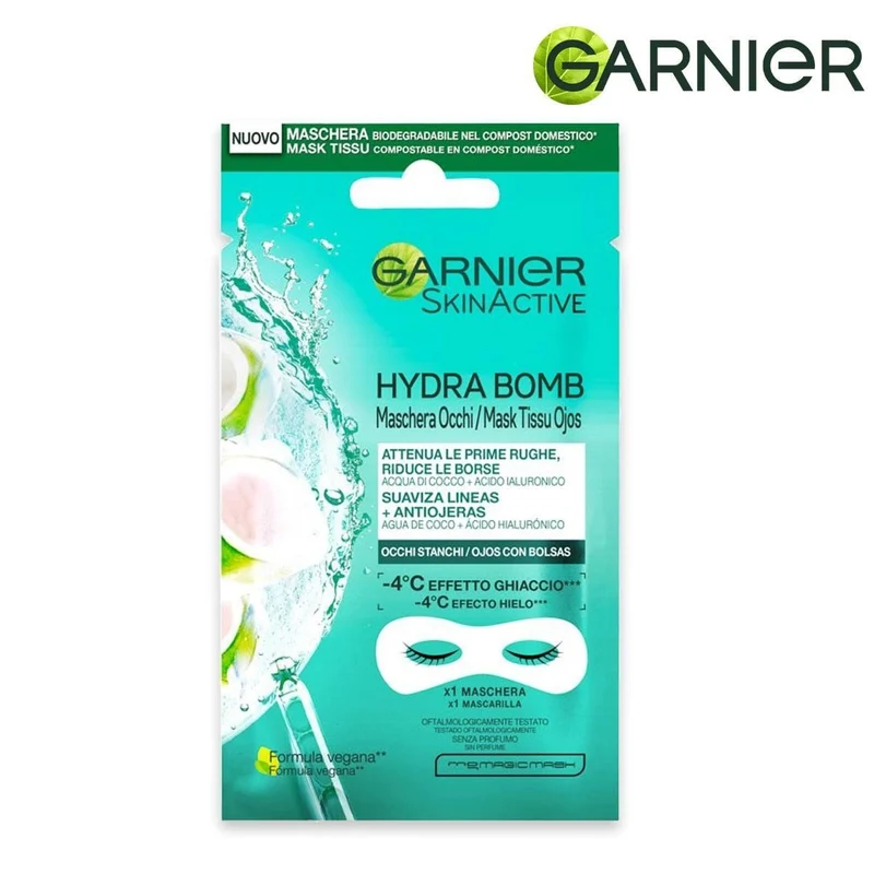 Garnier Skincare Maschera Occhi Monodose Con Acqua Di Cocco E Acido Ialuronico Azzurro — Maschera occhi
