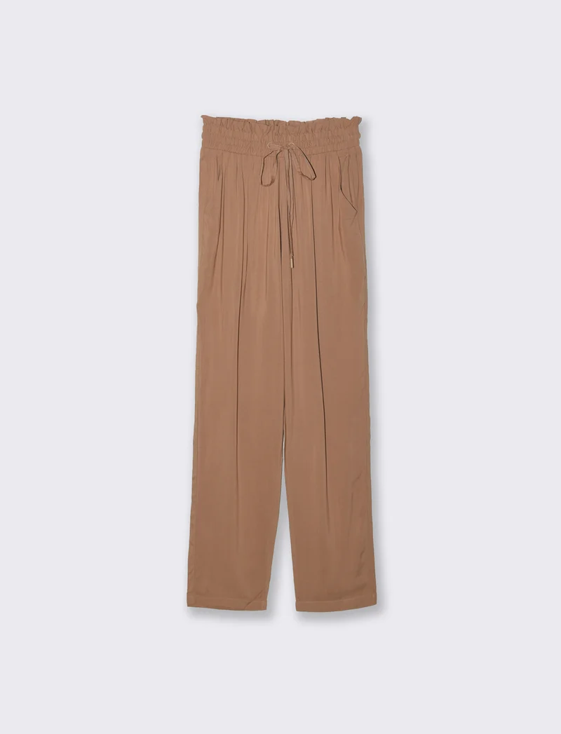 Pantalone con rouches da donna - Caramello